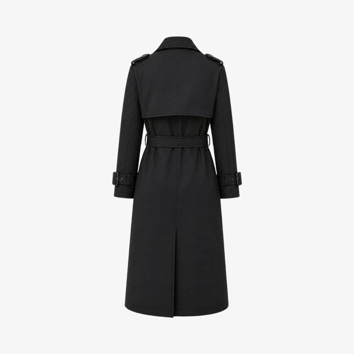 Women's Belted Trench Coat with Double-Breasted Longline, view 16 of 18