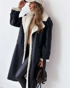 Women's Belted Trench Coat with Faux Fur Trim, view 3 of 10
