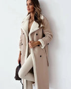 Women's Belted Trench Coat with Faux Fur Trim, view 5 of 10