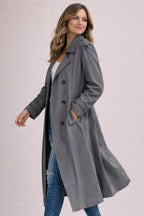 Women's Belted Trench Coat with Longline Black Design, view 3 of 8