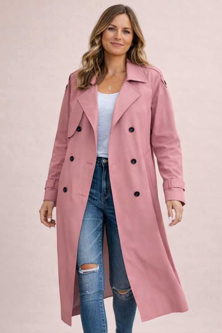 Women's Belted Trench Coat with Longline Black Design, view 5 of 8