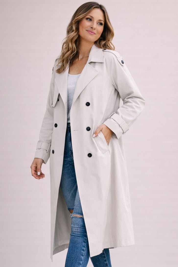 Women's Belted Trench Coat with Longline Black Design, view 6 of 8