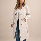 Women's Belted Trench Coat with Longline Black Design, view 7 of 8