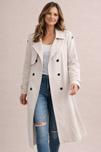 Women's Belted Trench Coat with Longline Black Design, view 8 of 8