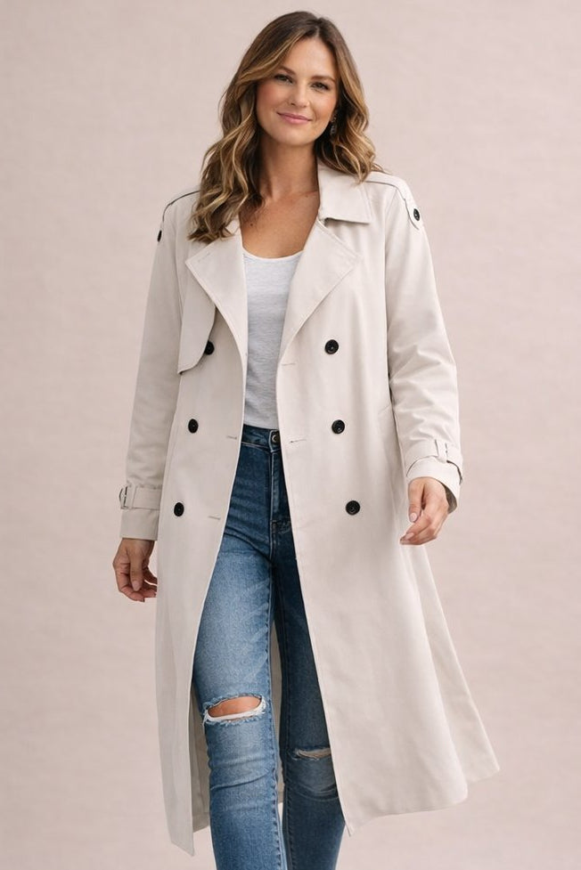 Women's Belted Trench Coat with Longline Black Design, view 8 of 8