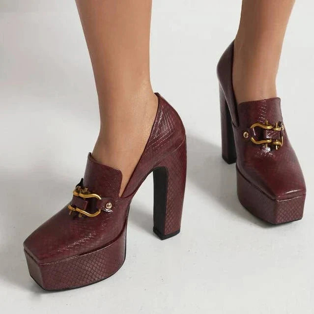 Women's block platform heels with buckle detail – view 7