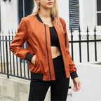 Women's Bomber Jacket with Oversized Zip-Up Design, view 3 of 7
