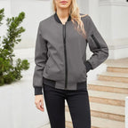 Women's Bomber Jacket with Oversized Zip-Up Design, view 4 of 7