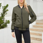 Women's Bomber Jacket with Oversized Zip-Up Design, view 5 of 7