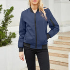 Women's Bomber Jacket with Oversized Zip-Up Design, view 6 of 7