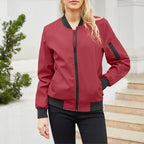 Women's Bomber Jacket with Oversized Zip-Up Design, view 7 of 7