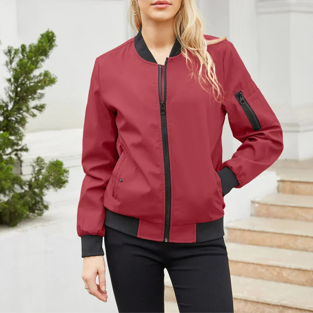 Women's Bomber Jacket with Oversized Zip-Up Design, view 7 of 7
