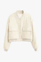 Women's Bomber Jacket with Snap Front Rib Trim, view 1 of 7