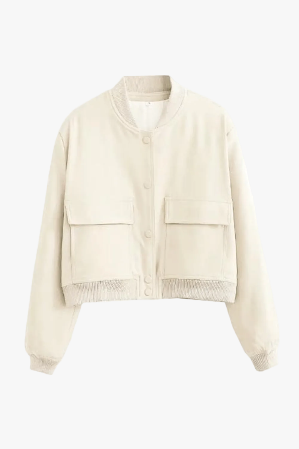 Women's Bomber Jacket with Snap Front Rib Trim, view 1 of 7