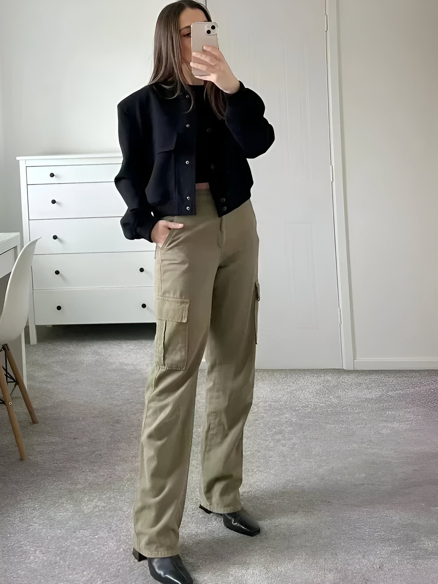 Women's Bomber Jacket with Snap Front Rib Trim, view 5 of 7