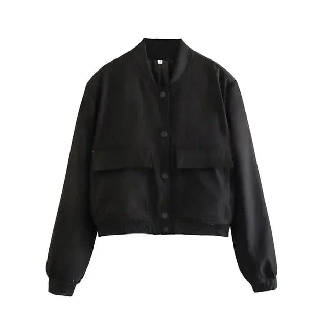 Women's Bomber Jacket with Snap Front Rib Trim, view 6 of 7