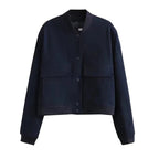 Women's Bomber Jacket with Snap Front Rib Trim, view 7 of 7