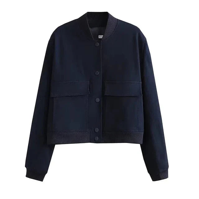 Women's Bomber Jacket with Snap Front Rib Trim, view 7 of 7