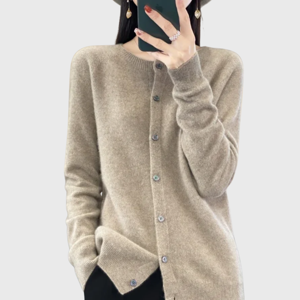 Women's Button Front Cardigan with Relaxed Knit, view 3 of 9
