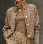 Women's Button Front Knit Jumper with Stand Collar, view 3 of 5