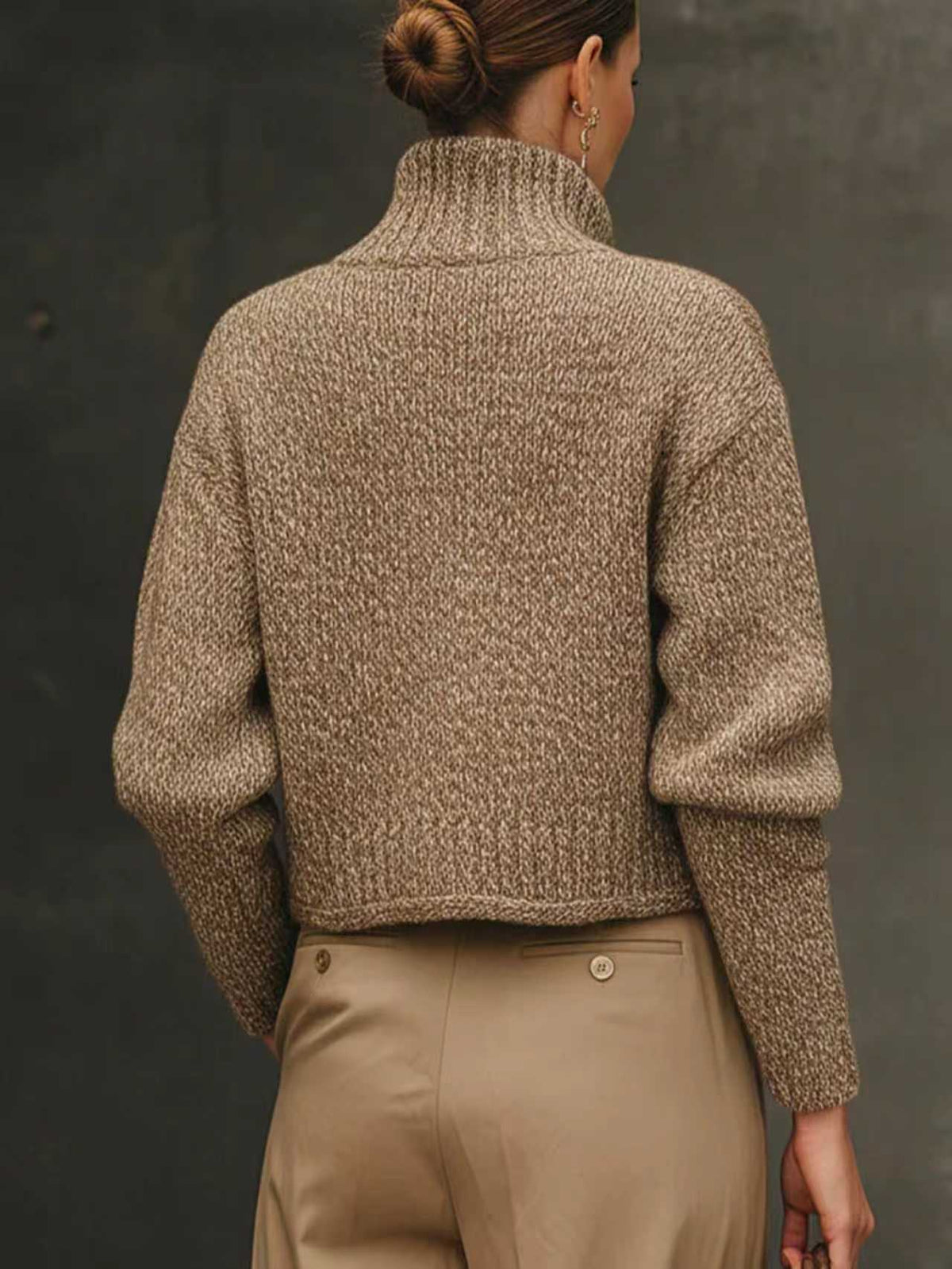 Women's Button Front Knit Jumper with Stand Collar, view 5 of 5