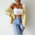 Women's cardigan, fluffy v-neck button front knit – product image 1