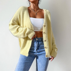 Women's cardigan, fluffy v-neck button front knit – product image 2