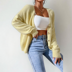 Women's cardigan, fluffy v-neck button front knit – product image 5