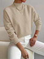 Women's Casual Knit Jumper with Ribbed Turtleneck, view 5 of 9