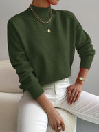 Women's Casual Knit Jumper with Ribbed Turtleneck, view 8 of 9