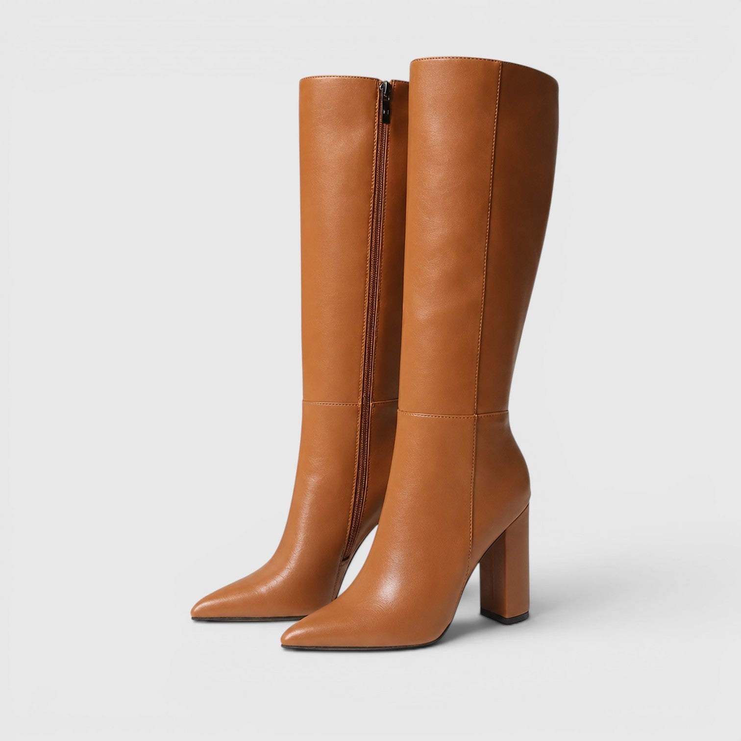 Women's Chunky Heel Knee High Boots with pointed toe tall.