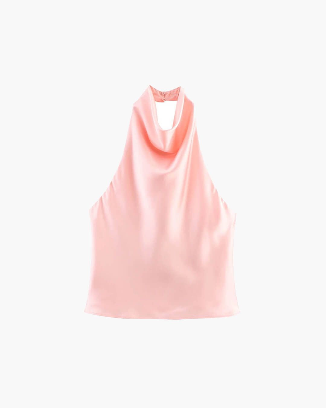Women's cowl-neck satin top in pink, product view 21
