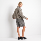 Women's Cropped Checkered Zip-Up Jacket with Funnel Neck, view 3 of 10