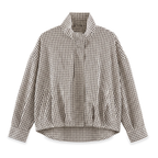 Women's Cropped Checkered Zip-Up Jacket with Funnel Neck, view 5 of 10