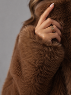 Women's Cropped Faux Fur Jacket with Collarless Fit, view 6 of 9