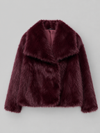 Women's Cropped Faux Fur Jacket with High Collar, view 4 of 10