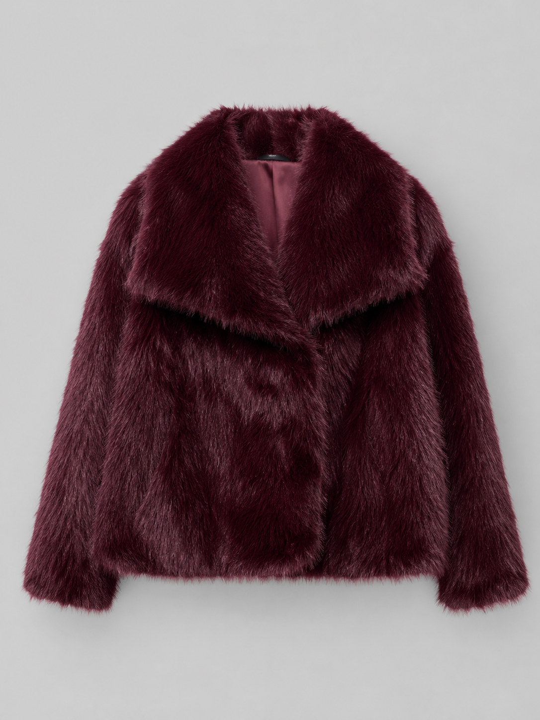 Women's Cropped Faux Fur Jacket with High Collar, view 4 of 10