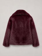 Women's Cropped Faux Fur Jacket with High Collar, view 5 of 10