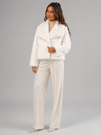 Women's Cropped Faux Fur Jacket with High Collar, view 7 of 10