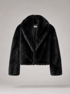 Women's Cropped Faux Fur Jacket with Relaxed Fit, view 3 of 8