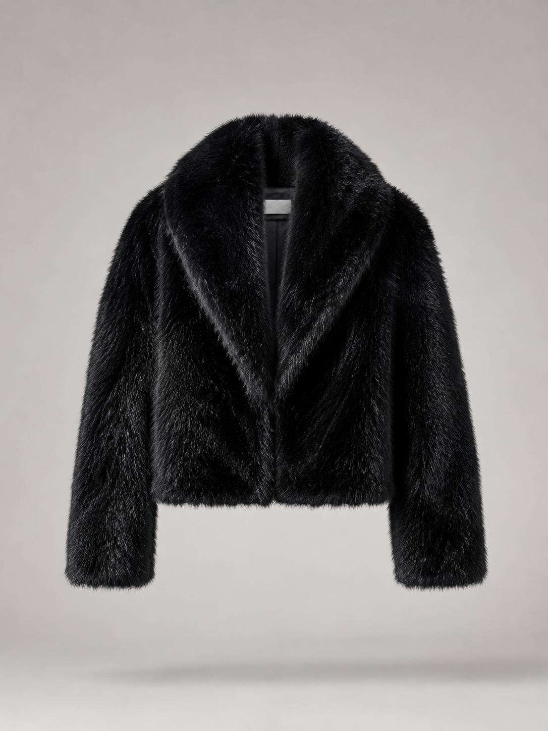 Women's Cropped Faux Fur Jacket with Relaxed Fit, view 3 of 8