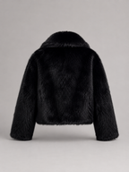 Women's Cropped Faux Fur Jacket with Relaxed Fit, view 4 of 8