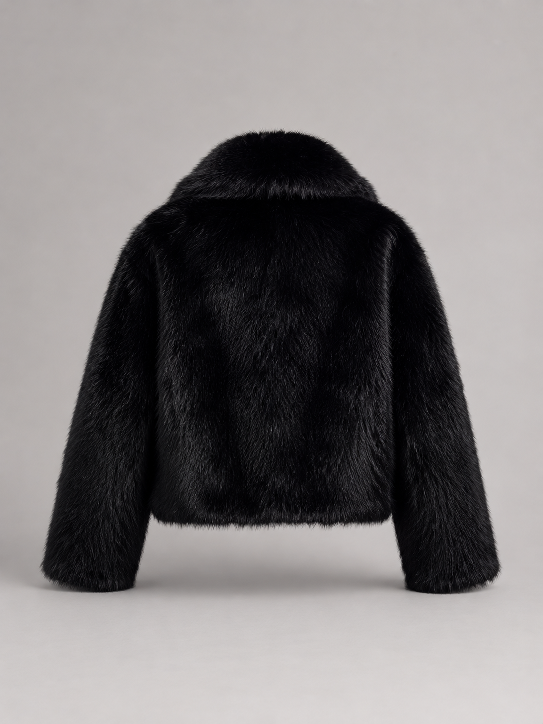 Women's Cropped Faux Fur Jacket with Relaxed Fit, view 4 of 8