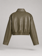 Women's Cropped Faux Leather Jacket with Utility Pockets, view 5 of 8