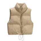 Women's cropped puffer gilet, padded stand collar – product image 5