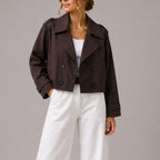 Women's cropped trench coat, double breasted front – product image 1