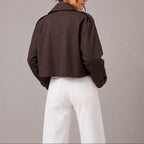 Women's cropped trench coat, double breasted front – product image 2