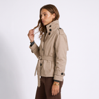 Women's Double-Breasted Cropped Belted Trench Coat, view 3 of 6