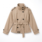 Women's Double-Breasted Cropped Belted Trench Coat, view 6 of 6