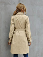 Women's Double-Breasted Trench Coat with Belted Longline, view 2 of 7